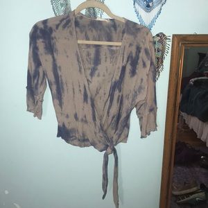 Tie dye tie up shirt
